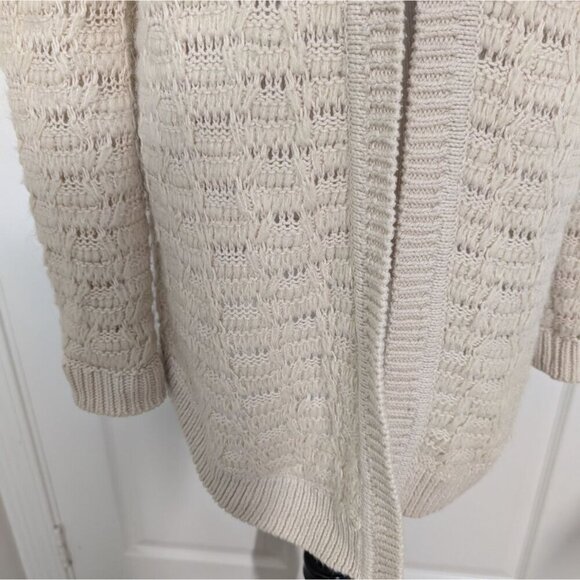 Sleeping on Snow Oarsin Hooded Cardigan Womens Size Small Cream Open Knit - Picture 3 of 12